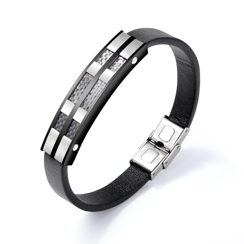 Real Carbon Fiber Leather Bracelet Pur Carbon